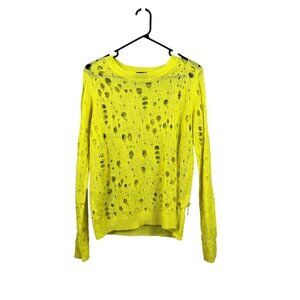 Sweet Claire Women's Neon Yellow Holey Hole Sweater